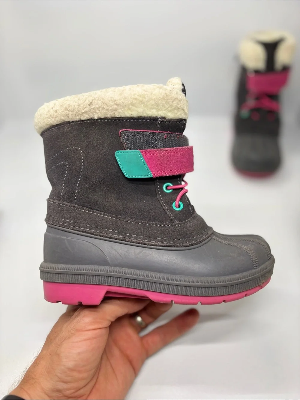 Cat & Jack Girls Winter Snow Boots Size 11 Black Pink Thermolite